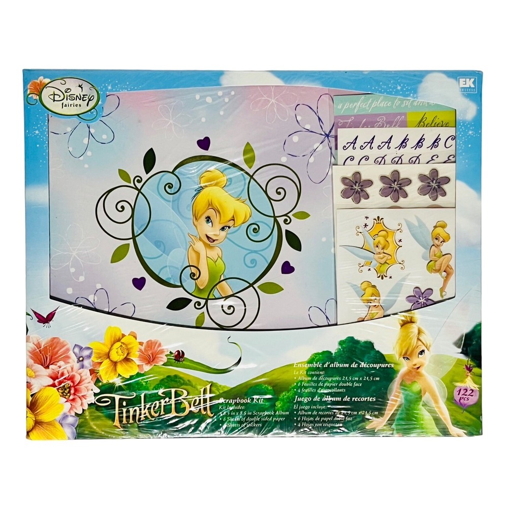 Disney Fairies Tinkerbell 8.5" Scrapbook album kit 122 pc stickers paper 3+ NEW